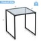 Costway Patio Side Table Outdoor 17'' Tempered Glass End Coffee Table for Porch Garden
